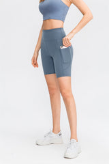 High Waisted Side Pocket Biker Shorts-Feel