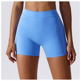 Hoog getailleerde V-vormige yogashort met ruches
