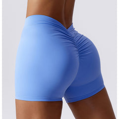 Hoog getailleerde V-vormige yogashort met ruches