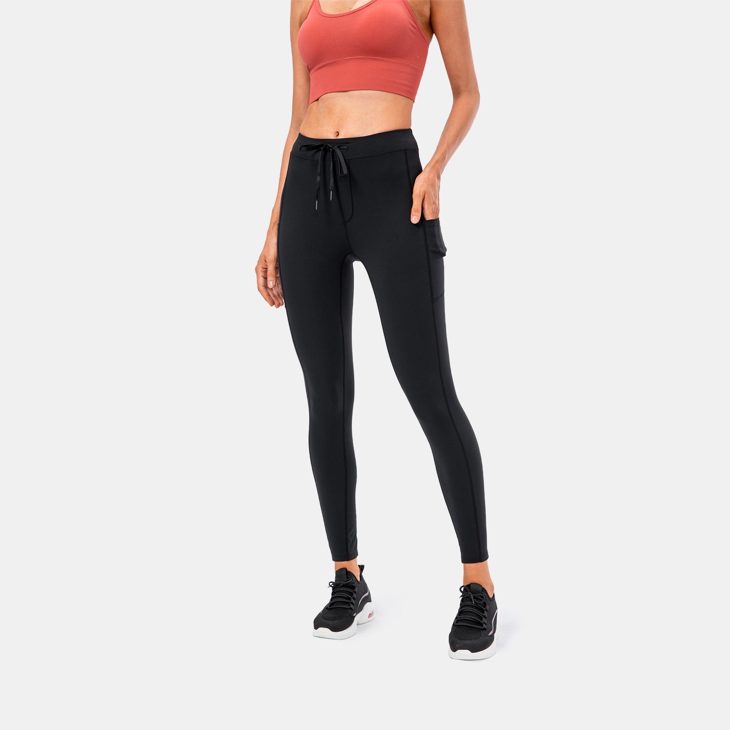 Sportlegging met hoge taille en zak met trekkoord