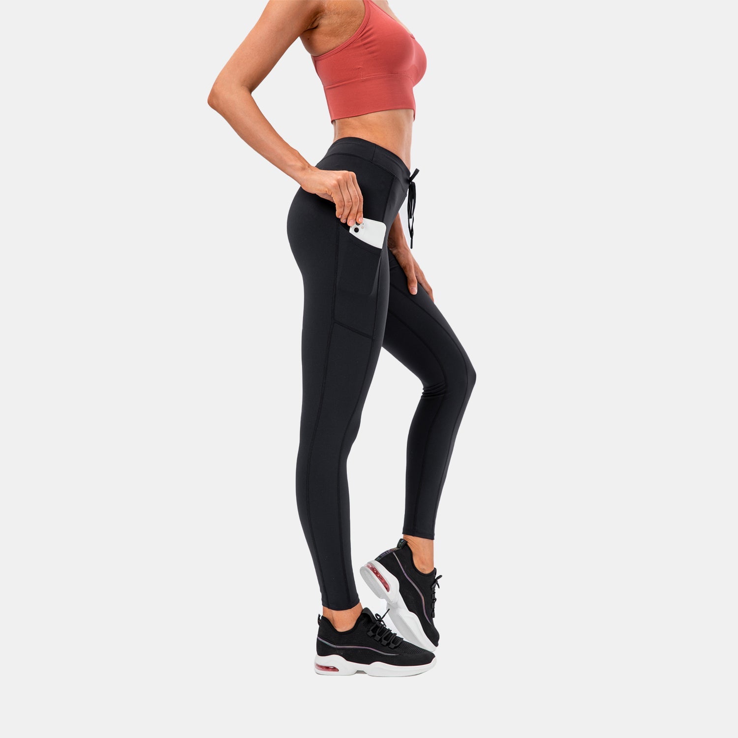 Sportlegging met hoge taille en zak met trekkoord