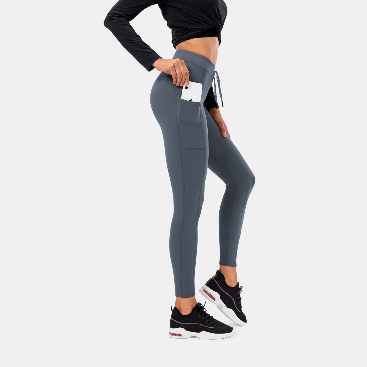 Sportlegging met hoge taille en zak met trekkoord