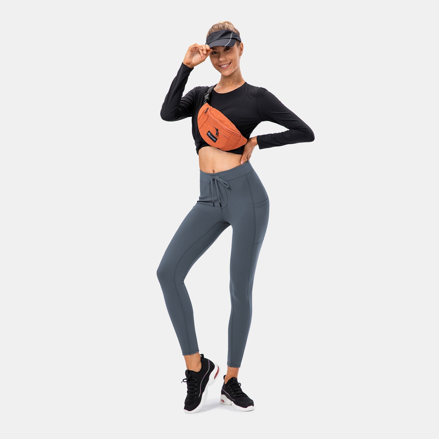 Sportlegging met hoge taille en zak met trekkoord