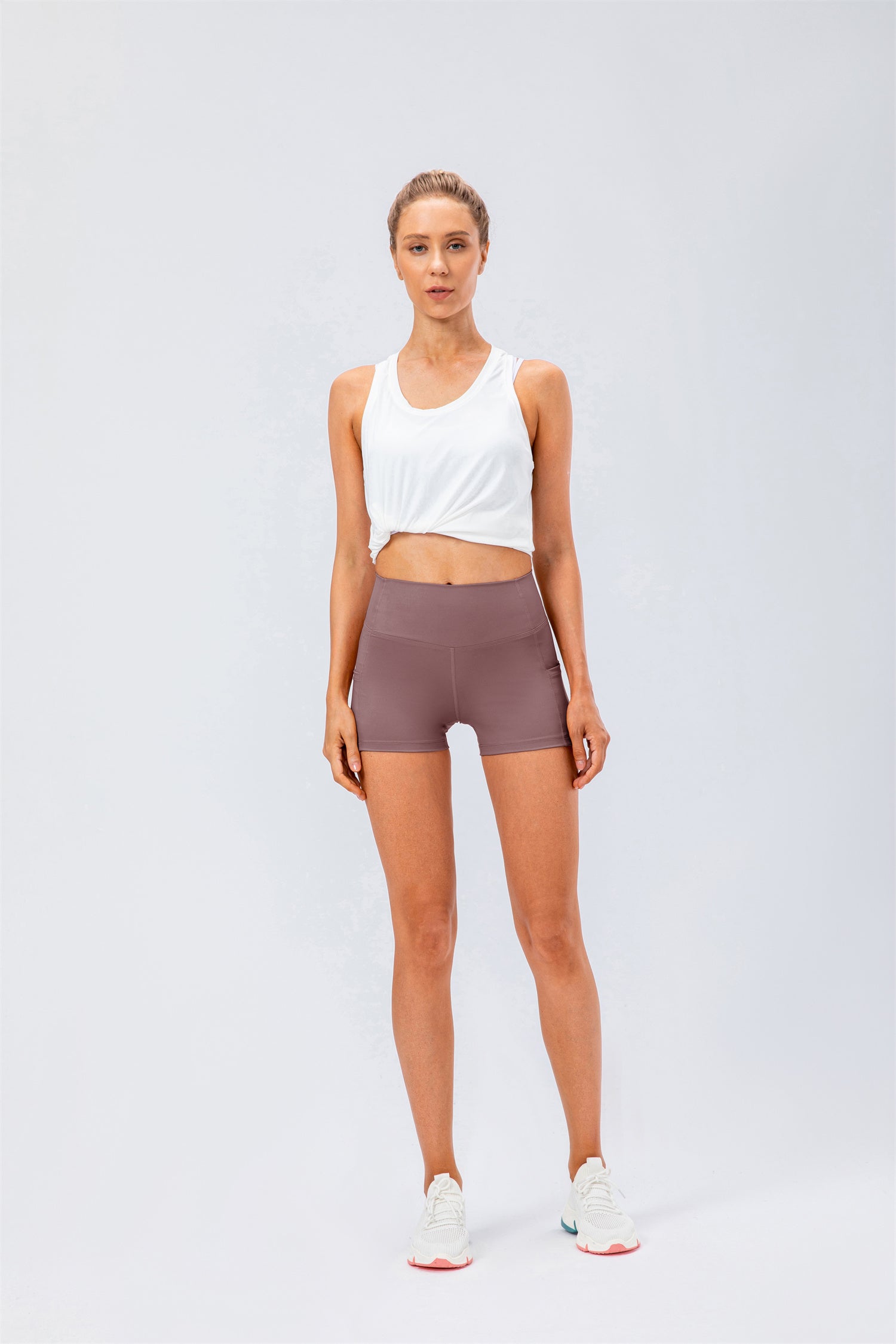 Bikershort met hoge taille en zijzakken-Cloud