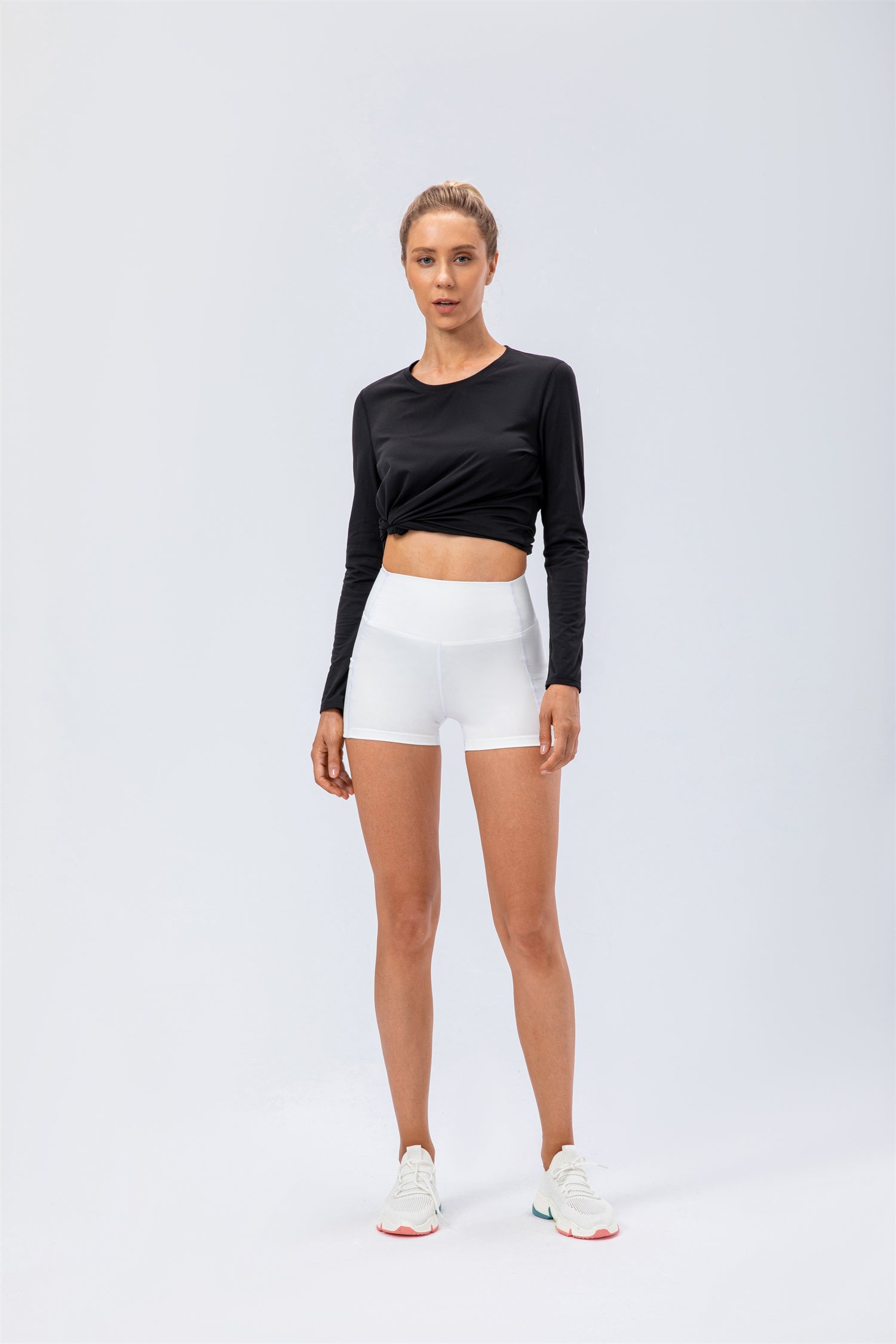 Bikershort met hoge taille en zijzakken-Cloud