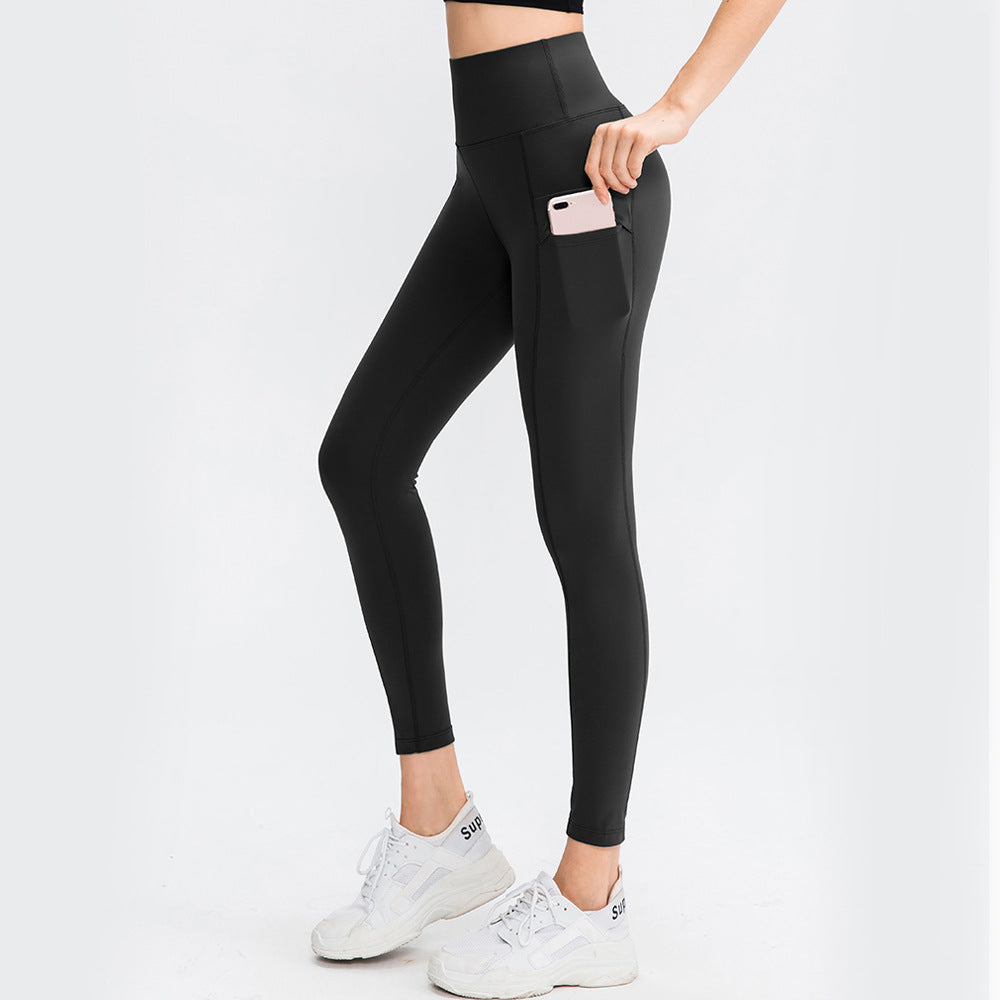 Hoog getailleerde effen legging met dubbele zak