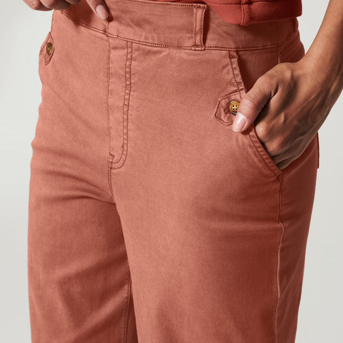 Stretch twill cropped broek met wijde pijpen
