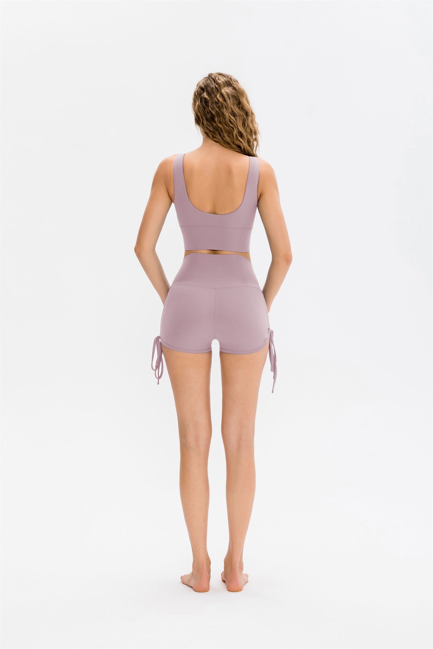 Effen short met hoge taille en trekkoord