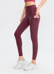 Hoog getailleerde effen legging met dubbele zak