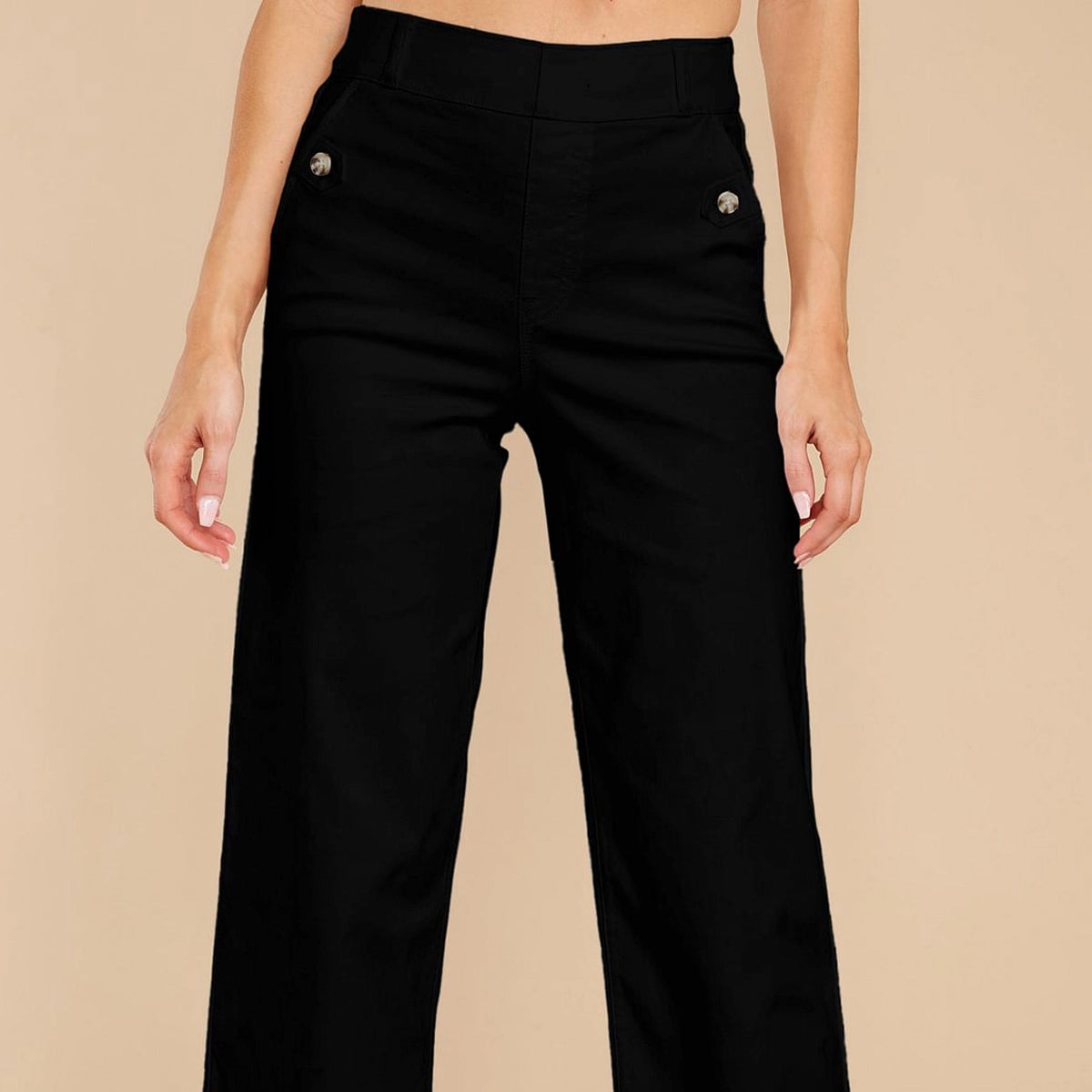 Stretch twill cropped broek met wijde pijpen