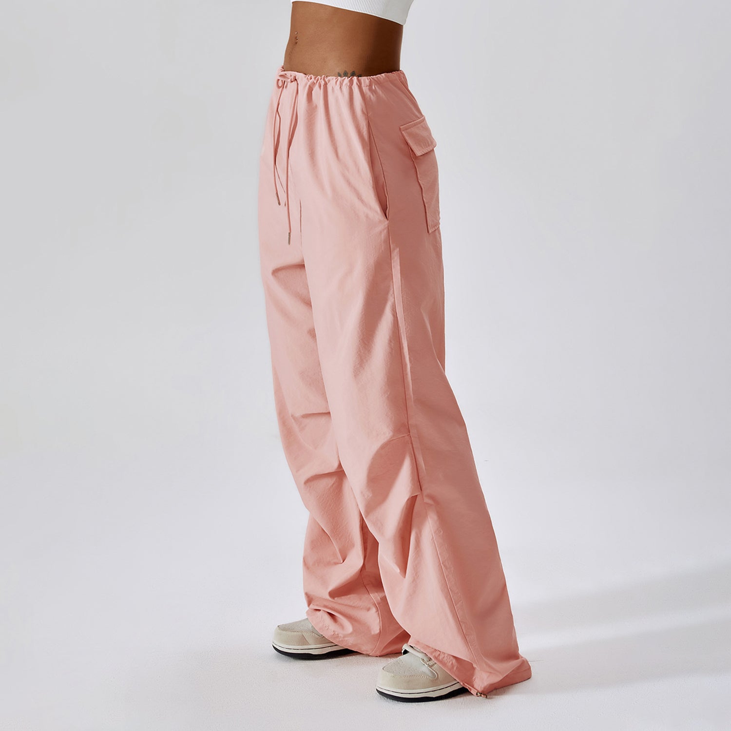Casual cargo-joggingbroek met hoge taille en trekkoord