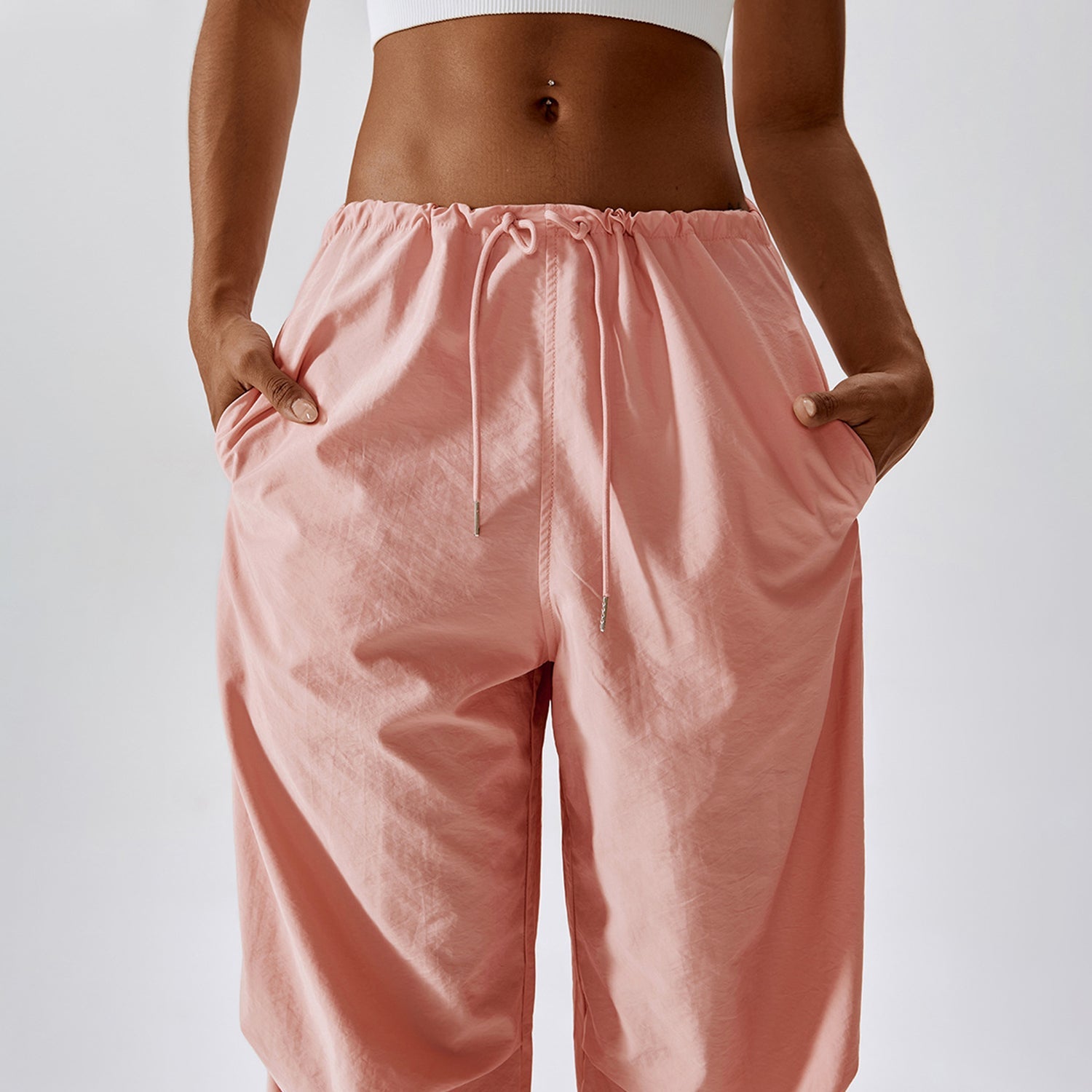 Casual cargo-joggingbroek met hoge taille en trekkoord