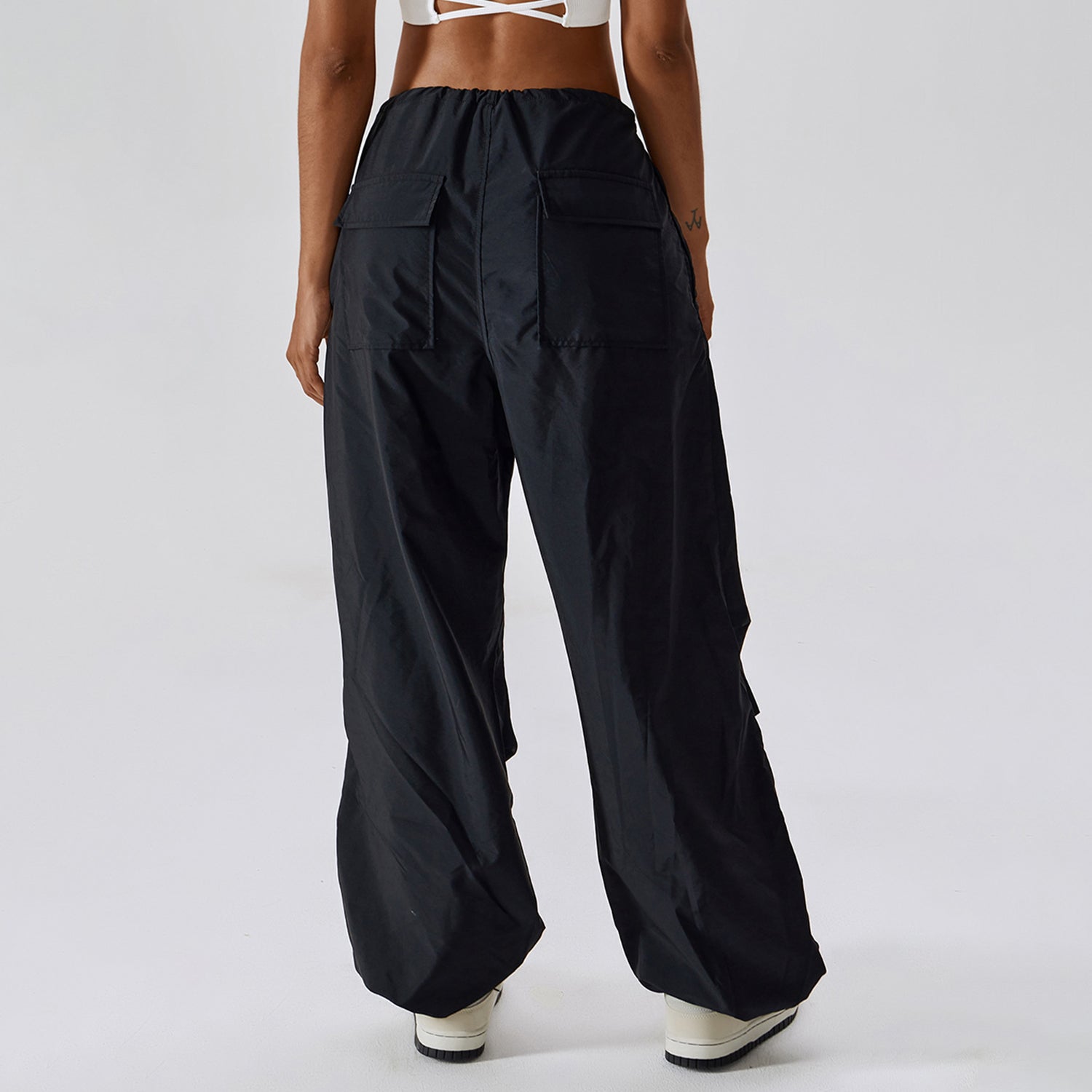 Casual cargo-joggingbroek met hoge taille en trekkoord