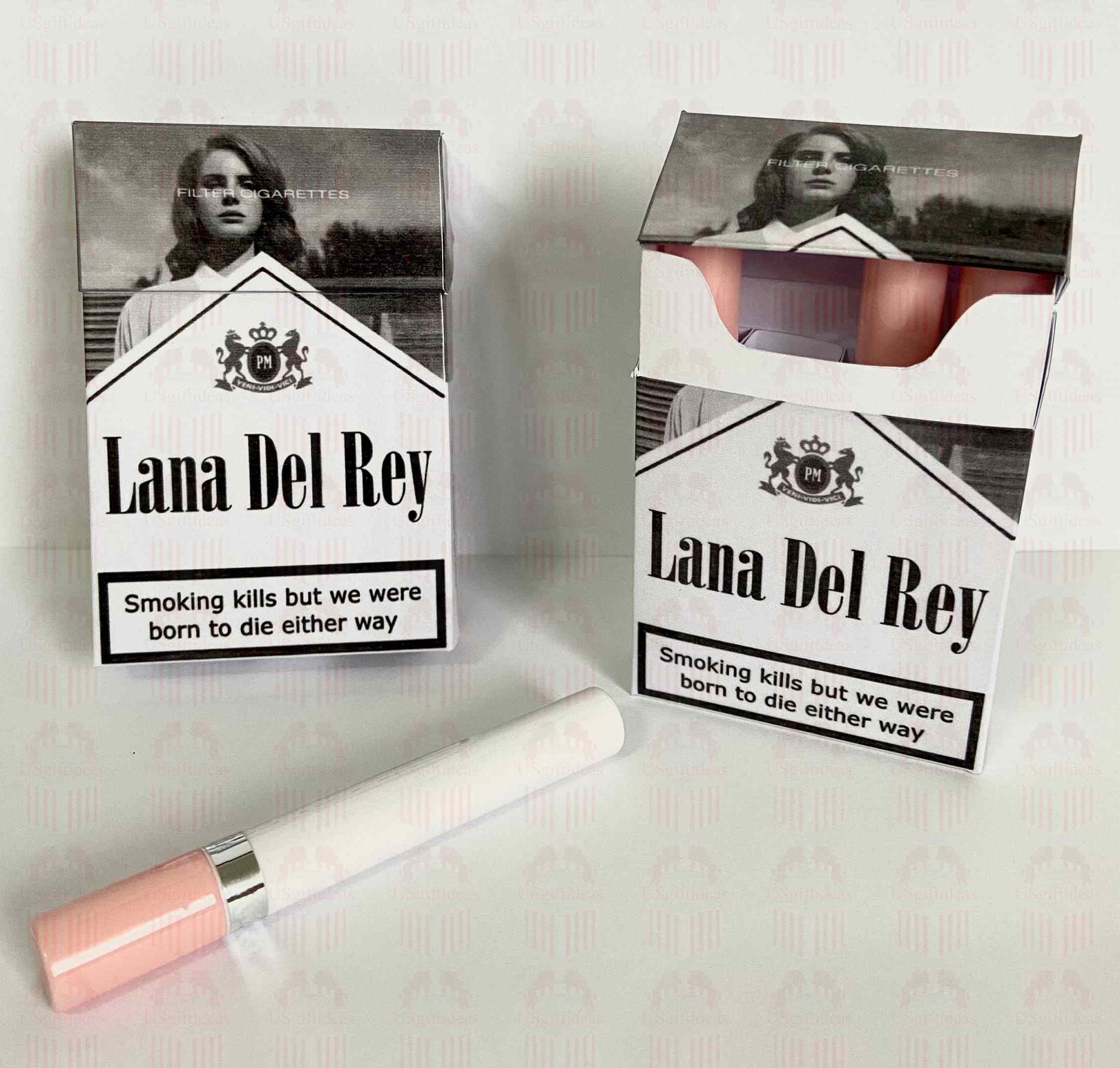 Lana Del Rey Lipstick Set: Persoonlijk Geschenk met Unieke Sigarettenbox!