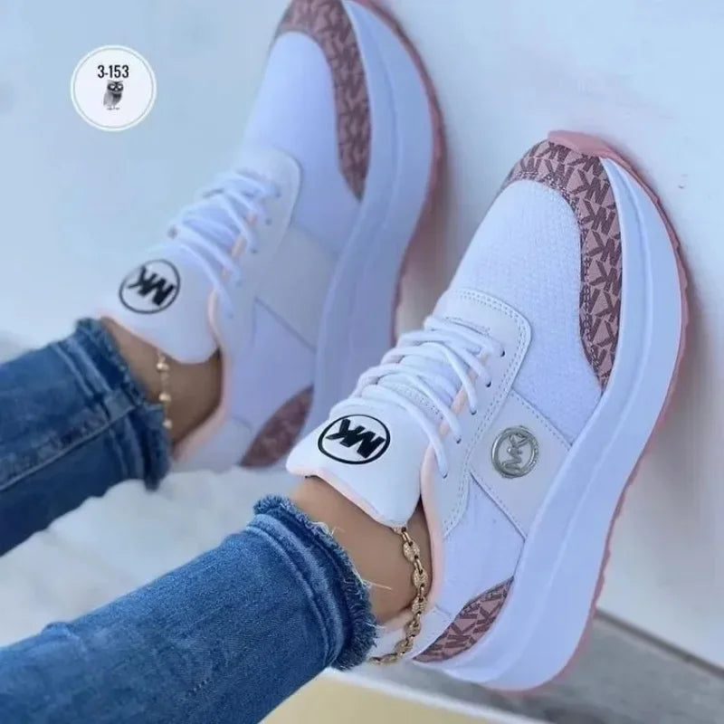 Nieuwe Damesmode Sneakers Met Veters Ademende Sportschoenen