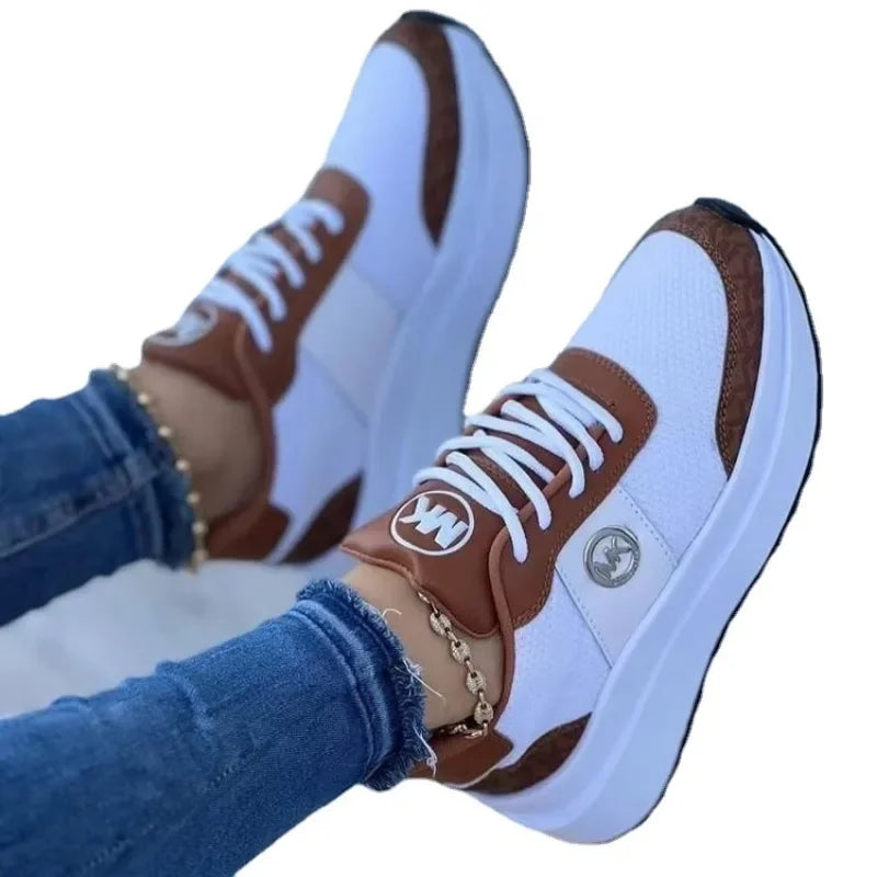 Nieuwe Damesmode Sneakers Met Veters Ademende Sportschoenen