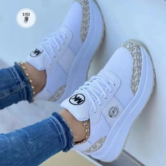 Nieuwe Damesmode Sneakers Met Veters Ademende Sportschoenen