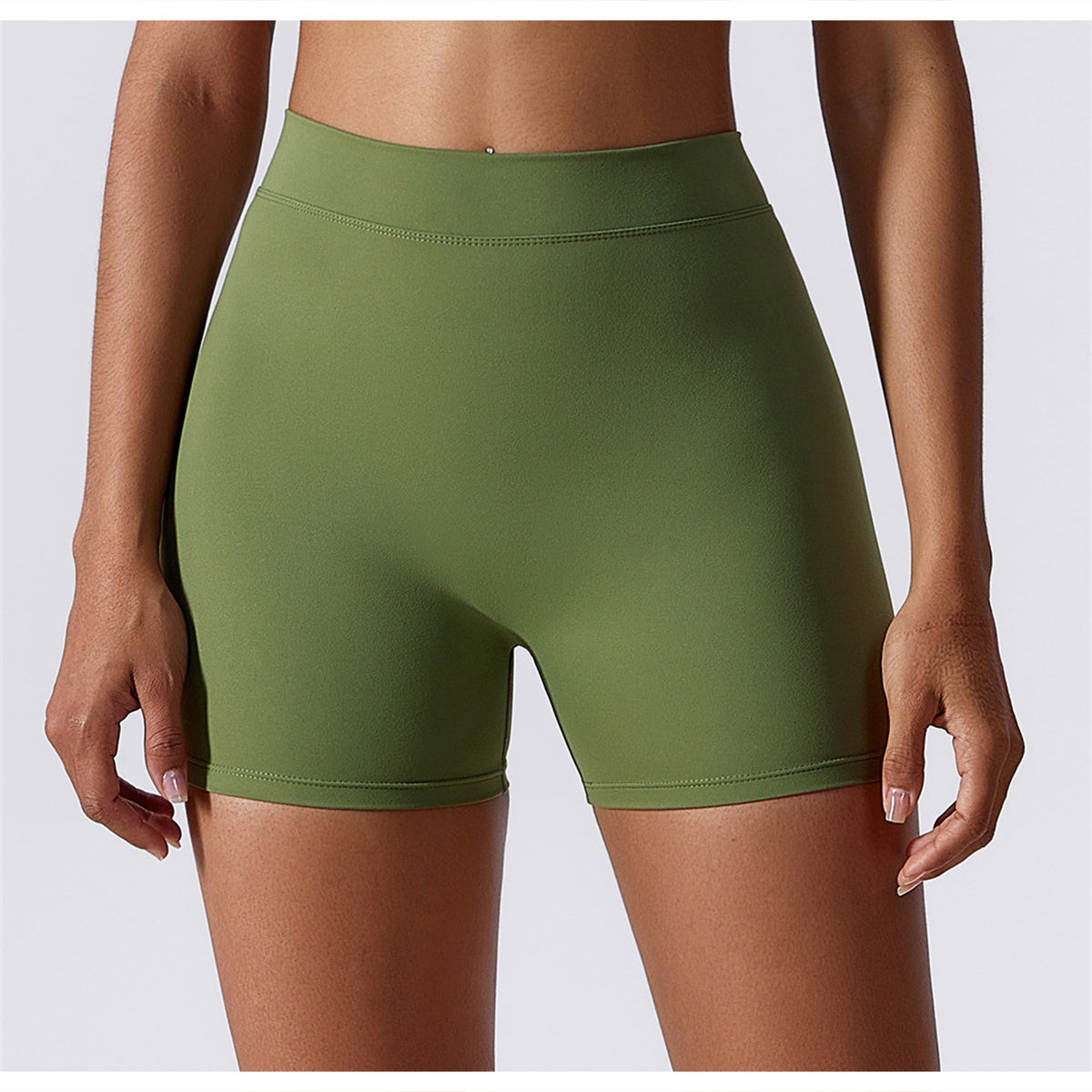 Hoog getailleerde V-vormige yogashort met ruches
