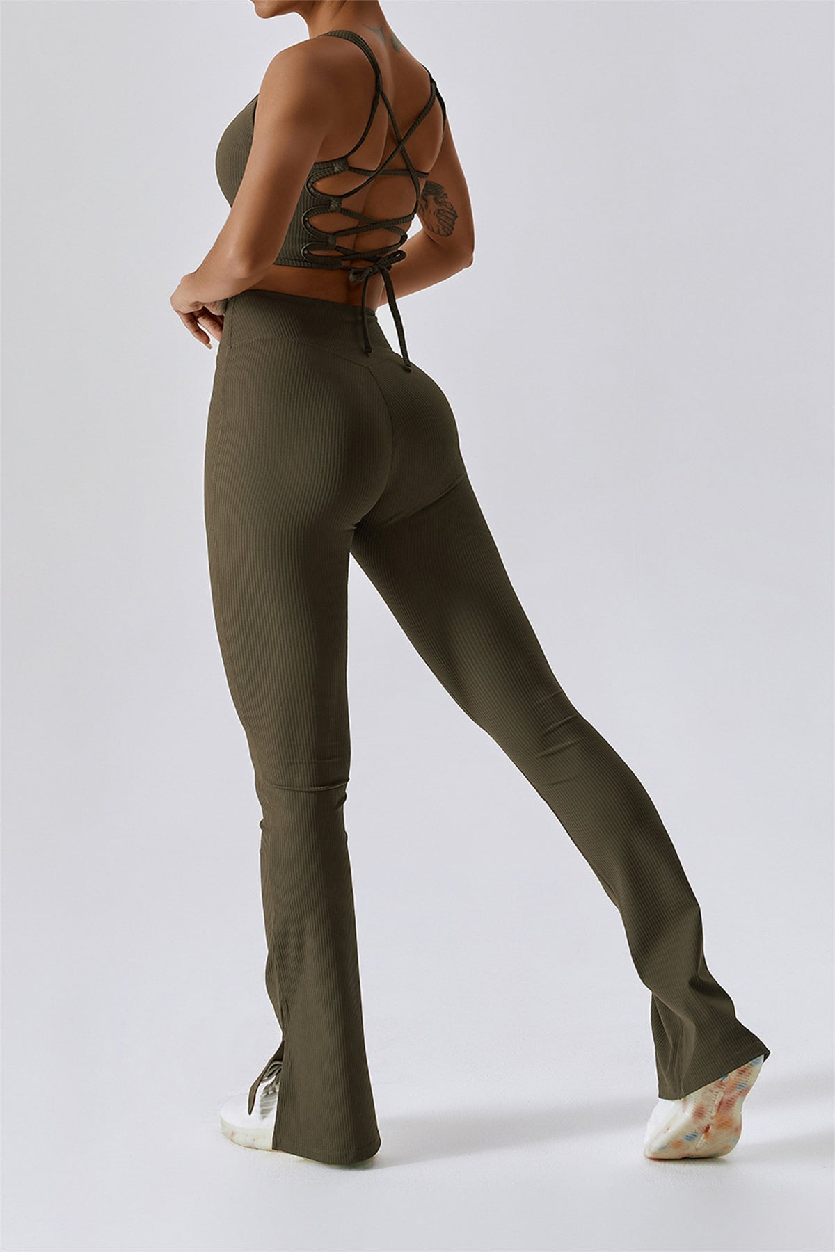 Flare yogalegging met splitzoom