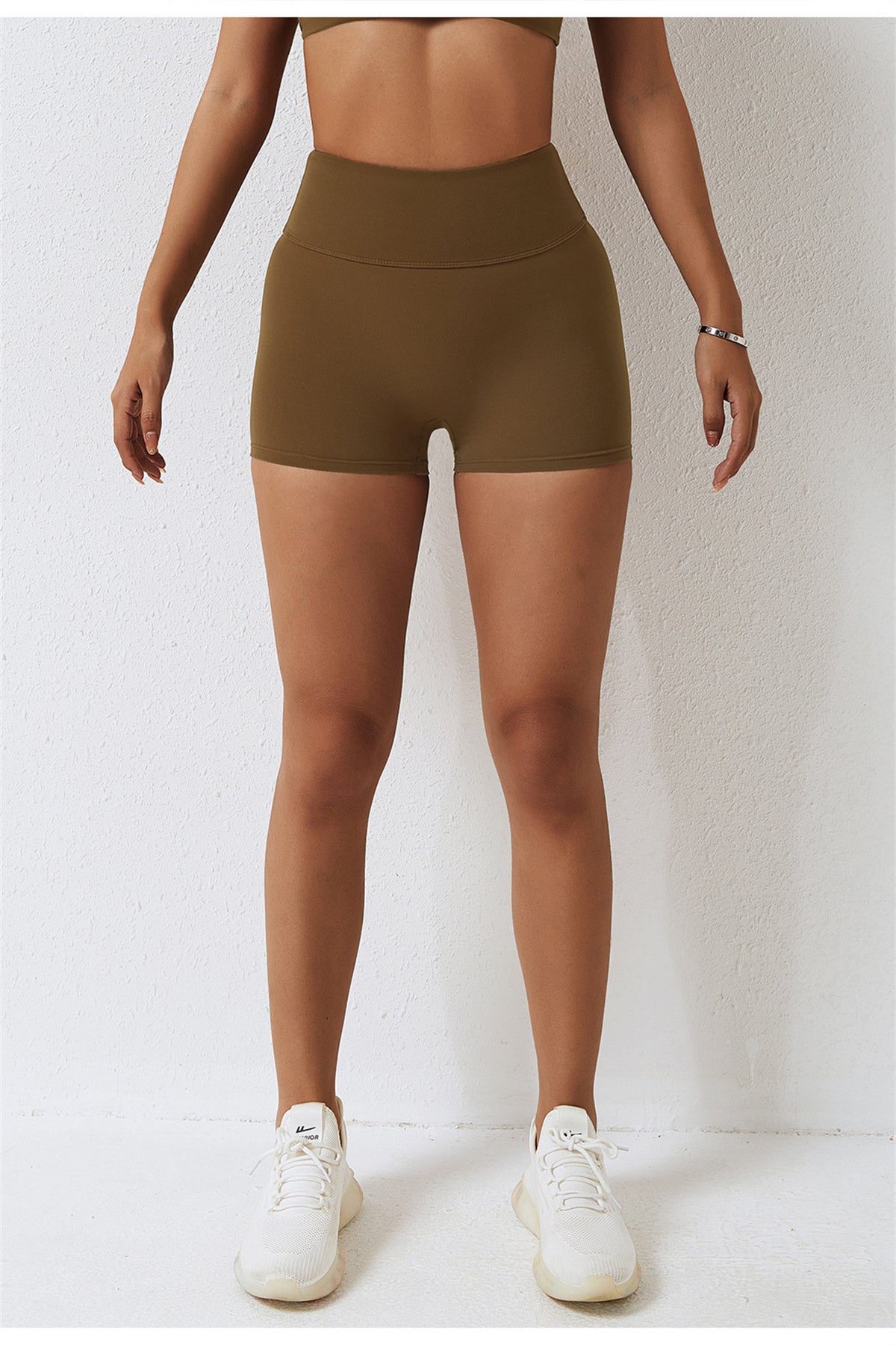 Hoog getailleerde yogashort met ruches