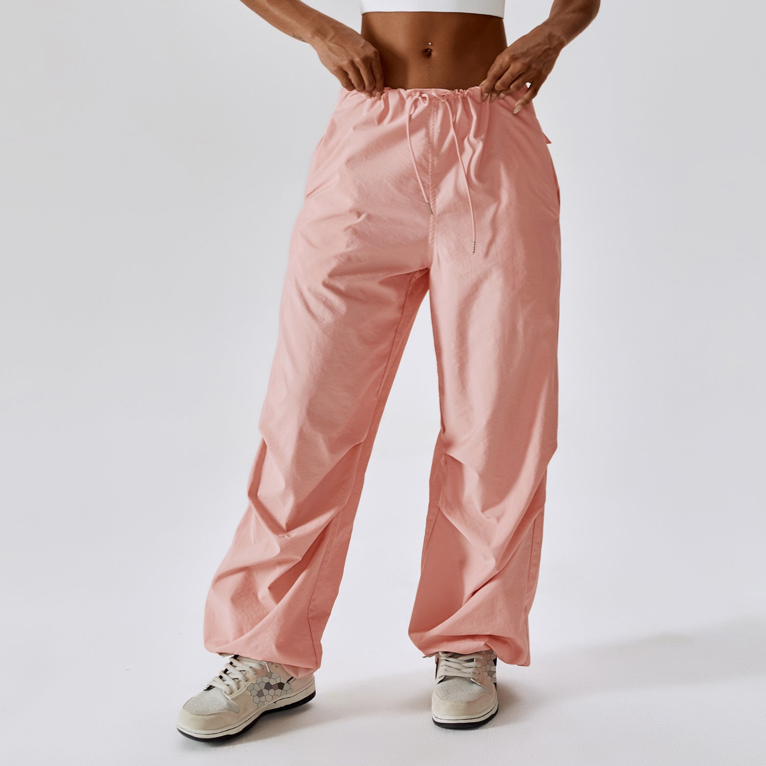 Casual cargo-joggingbroek met hoge taille en trekkoord
