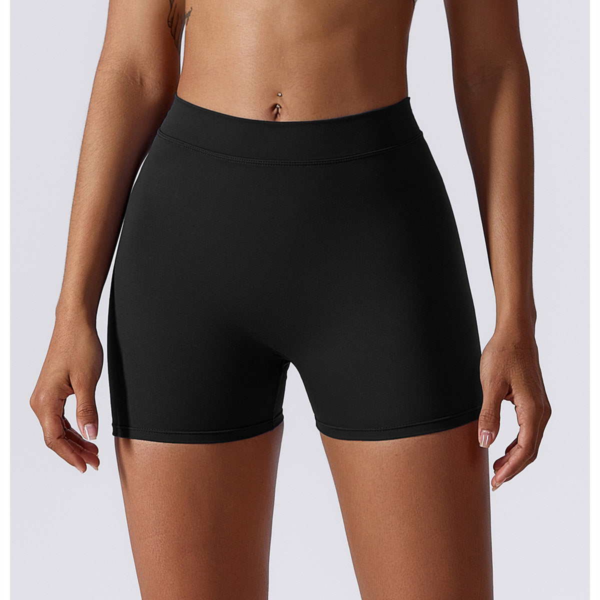 Hoog getailleerde V-vormige yogashort met ruches