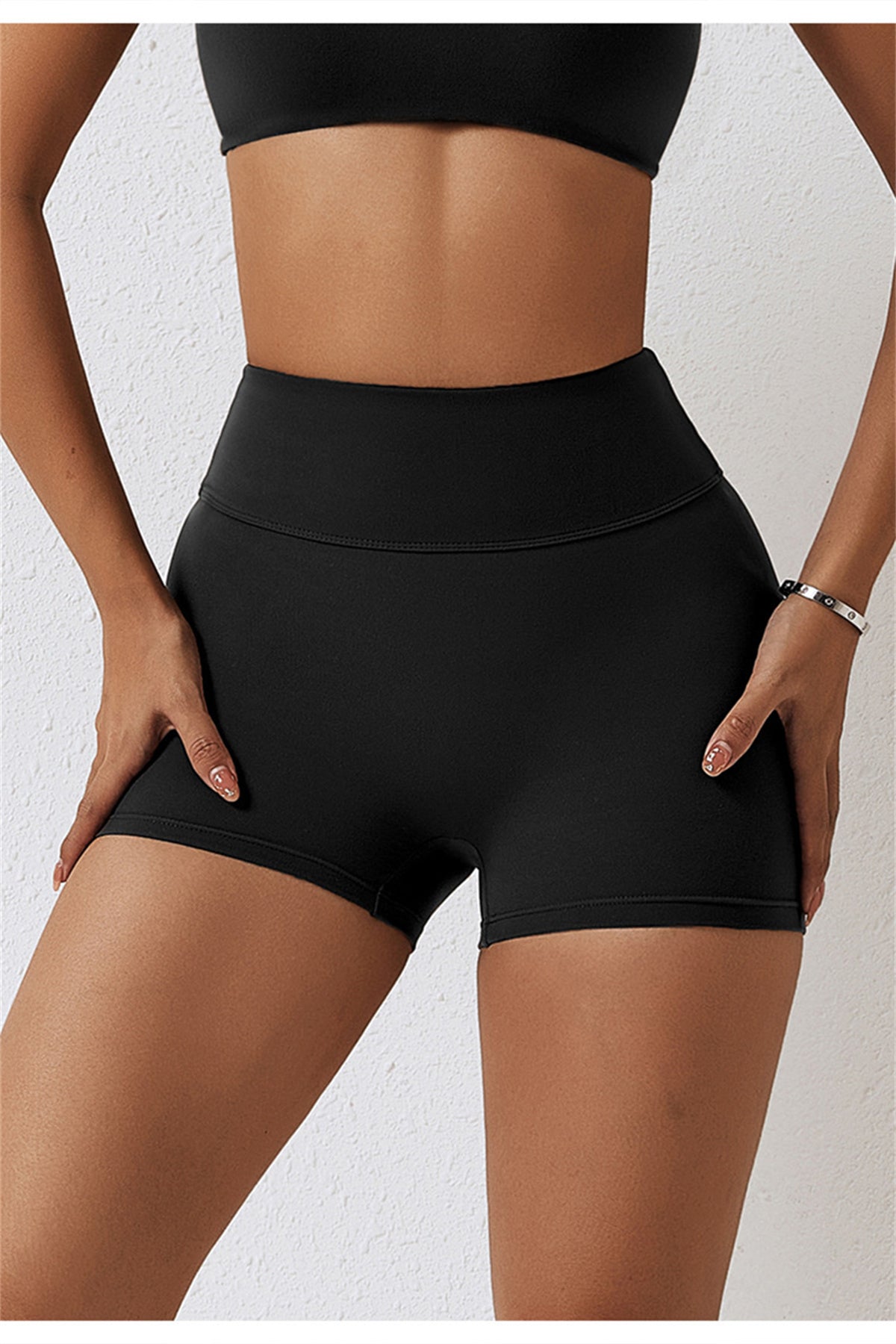 Hoog getailleerde yogashort met ruches