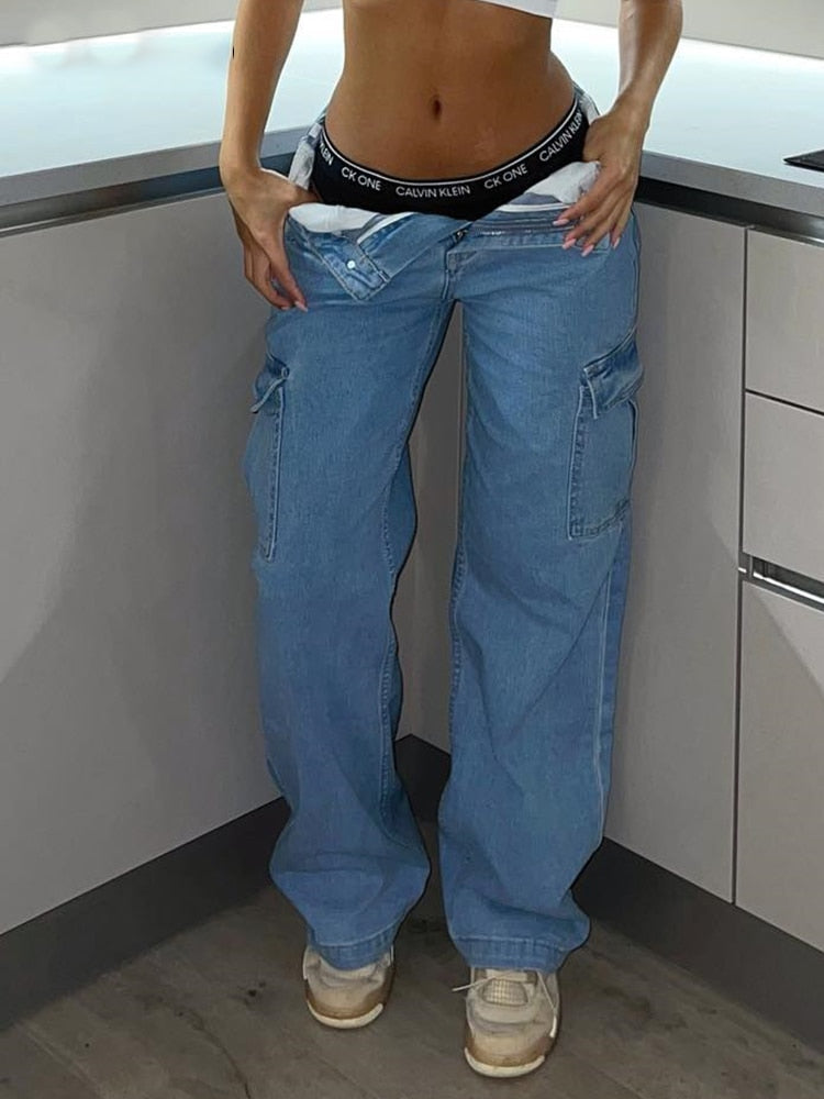 Hoge taille Y2K-cargojeans | 1 + 2 Gratis
