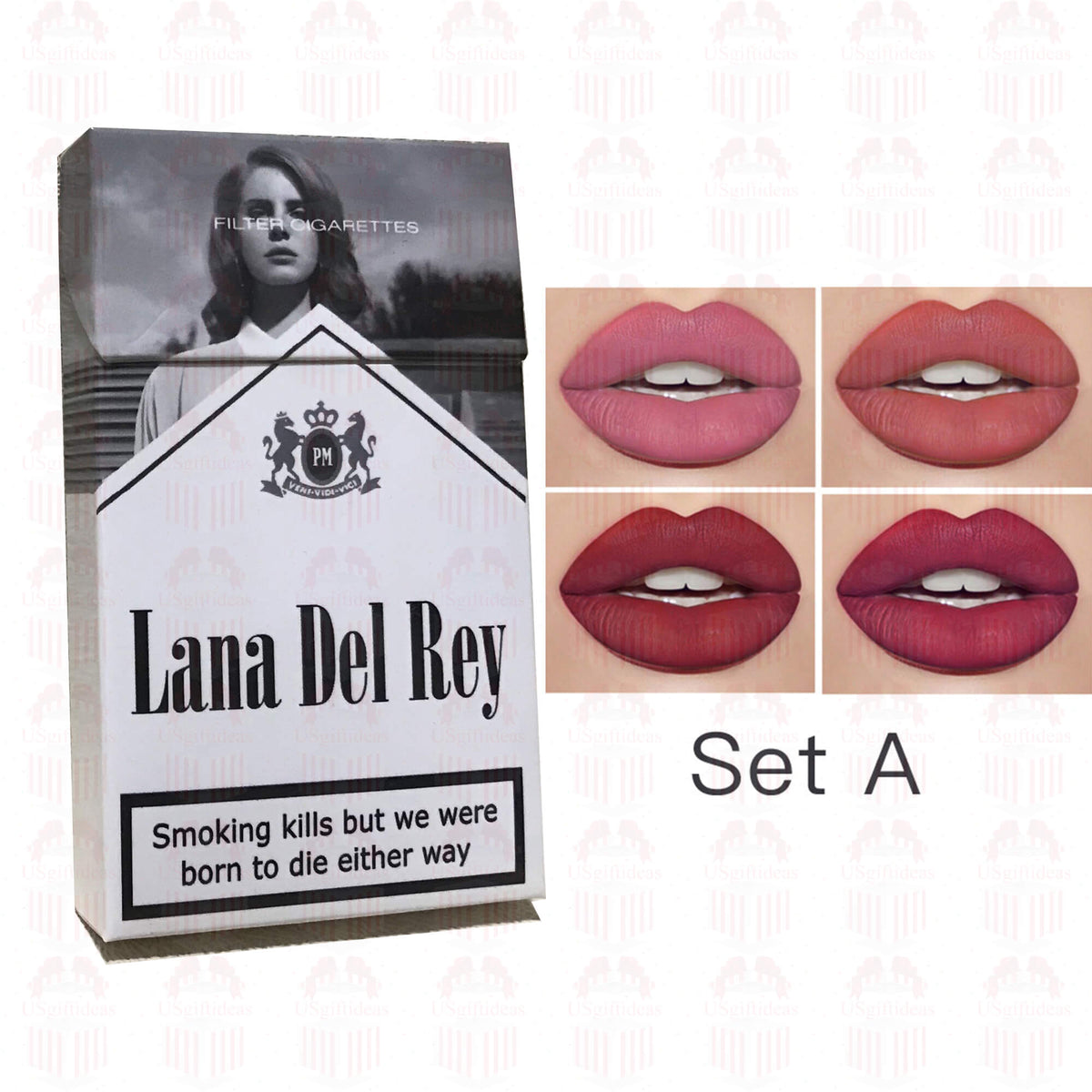 Lana Del Rey Lipstick Set: Persoonlijk Geschenk met Unieke Sigarettenbox!