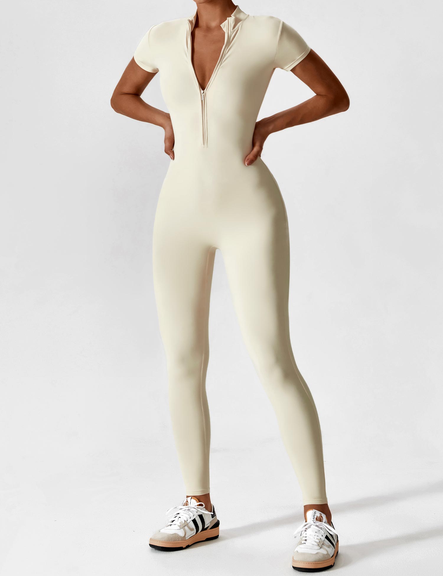 Jacobeli Long Sleeve/ Short Sleeve Zipper Jumpsuit