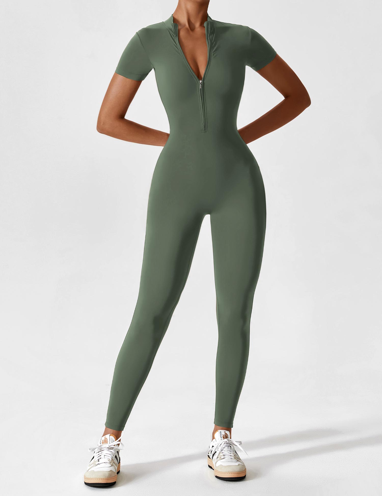 Jacobeli Long Sleeve/ Short Sleeve Zipper Jumpsuit