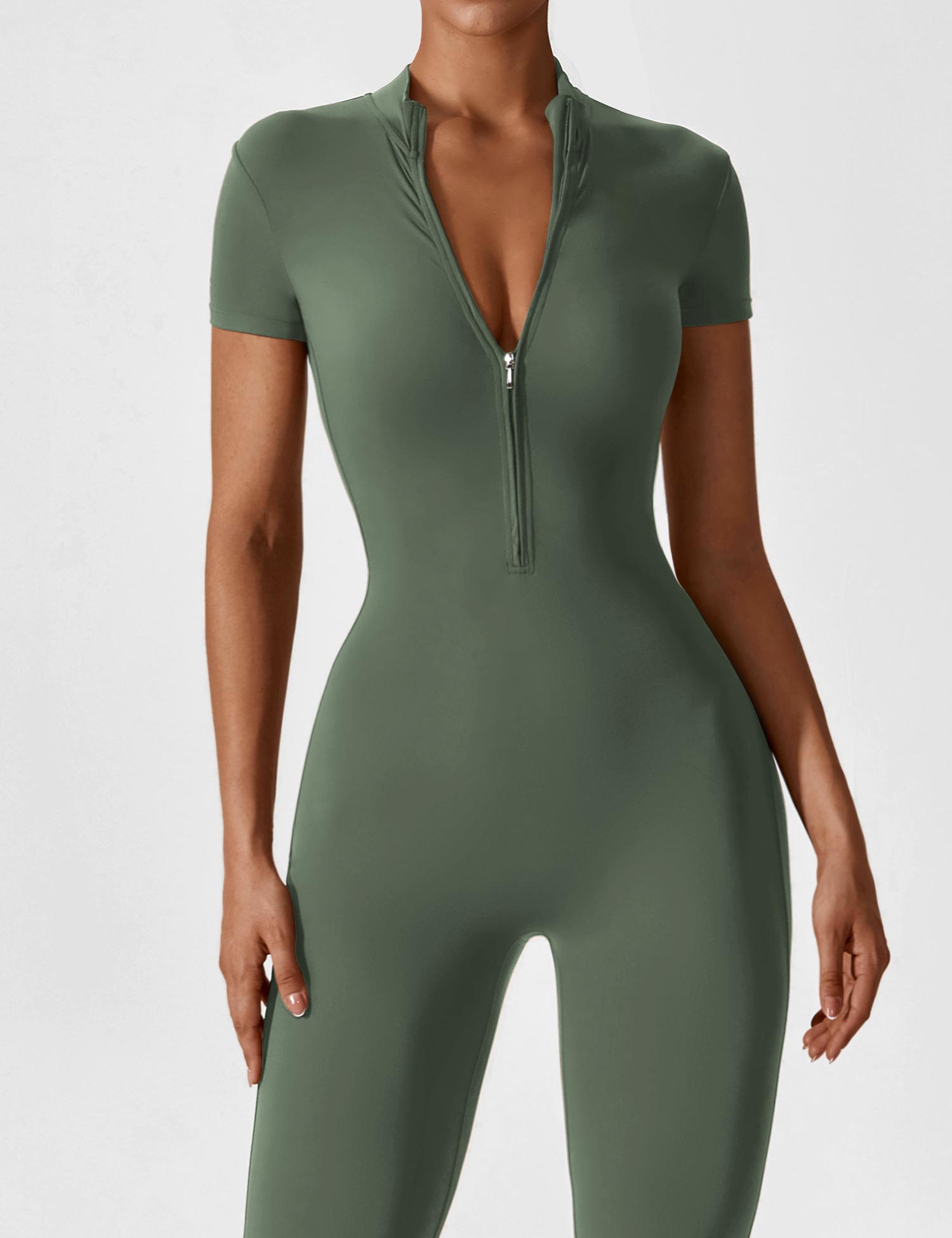 Jacobeli Long Sleeve/ Short Sleeve Zipper Jumpsuit